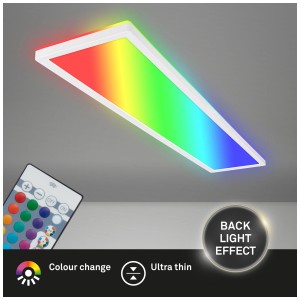 Panneau LED Briloner RGB+W dimmable avec télécommande, 36W, blanc. Plafonnier LED avec changement de couleur.