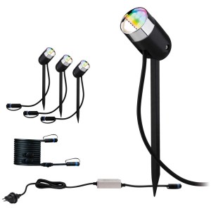 Paulmann Plug & Shine LED spot Pike set con picchetto, RGBW, per giardino.