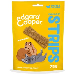 Edgard & Cooper Hundesnack Strips Truthahn & Huhn, 75g Packung. Hunde-Kaustreifen mit Geflügel.