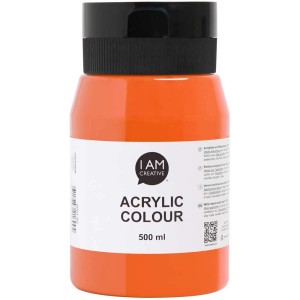 Pittura acrilica arancione I Am Creative in flacone da 500 ml.