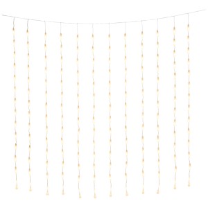 Tenda LED Konstsmide con gocce ambrate, 200x200cm, per un'illuminazione natalizia suggestiva.