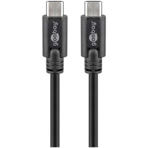 Cavo USB 3.2 nero da USB-C a USB-C, lunghezza 1 m per computer e multimedia.