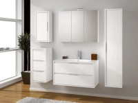 Spiegelschrank Loto 90 cm mit 3 Türen glänzend Weiss lackiert