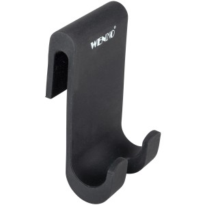 Gancio doccia doppio Wenko Verna in silicone nero per box doccia fino a 10 mm di spessore.