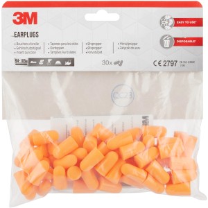 3M Bouchons d'oreille 1100, orange, en sachet transparent, 30 pièces