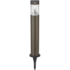 Borne solaire LED noire avec détecteur de mouvement, hauteur 64,5 cm.