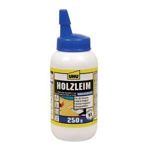 UHU Holzleim Resistente all'acqua D3, flacone da 250g. Colla bianca per legno.