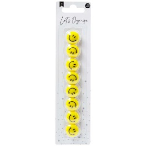 I Am Creative Magnete, 8 gelbe Smiley Magnete (ø 2 cm) im Set.