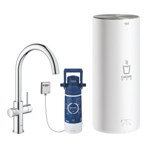 Robinet de cuisine Grohe Red Duo avec chaudière taille L, chrome, avec filtre.