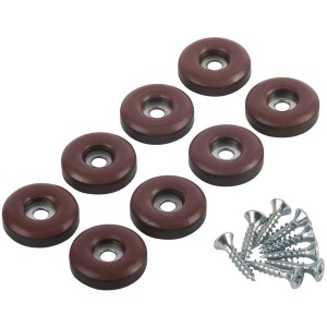 Braune PTFE-Gleiter zum Schrauben, Ø 22 mm, 8 Stück. Möbelgleiter für glatte Böden.
