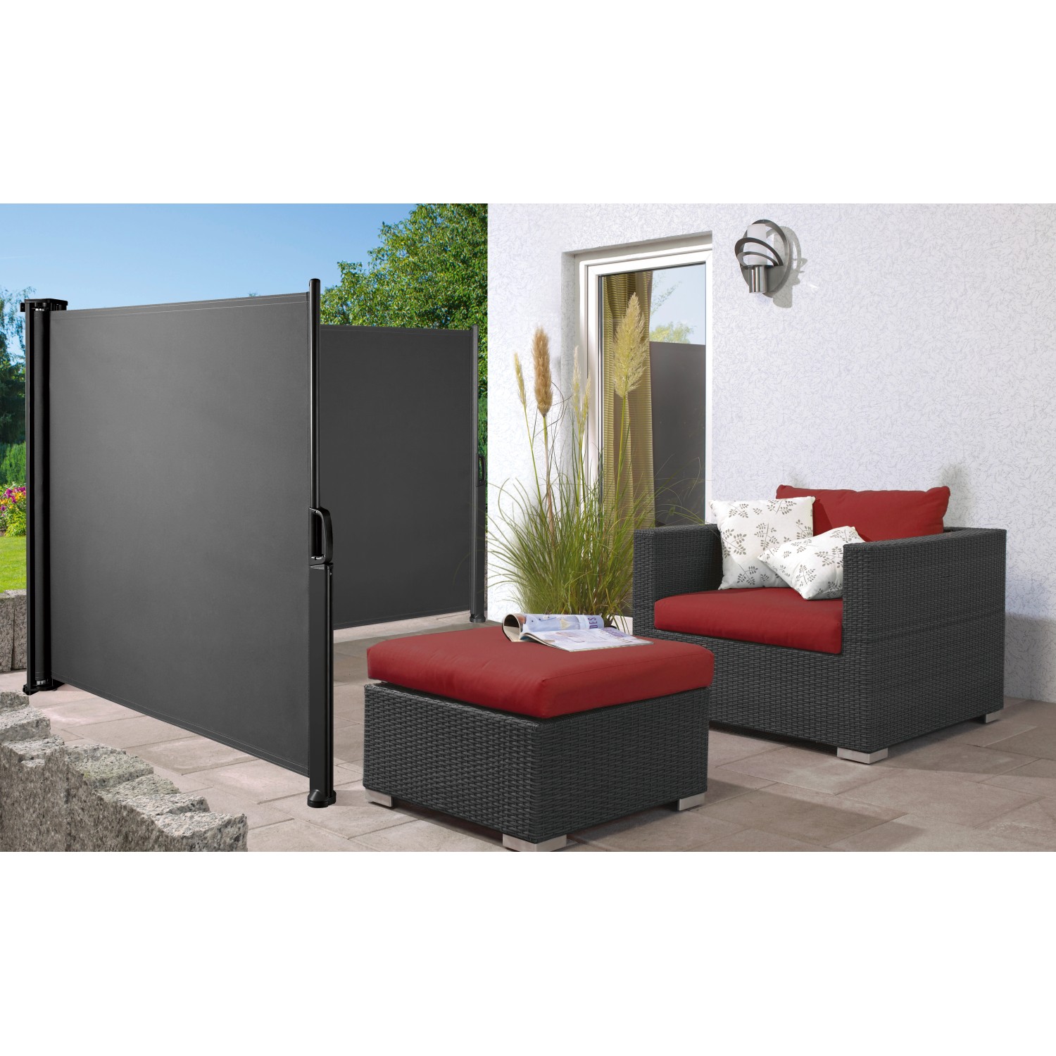 Seitenmarkise Cordoba 2seitig Pfosten Anthrazit je 300 x 150 cm kaufen