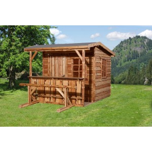 Casetta da giardino Weka 820 A con bancone e seduta, legno naturale.