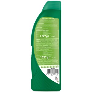 Bouteille verte d'engrais tomates GROW by OBI BIO, 1 litre, vue arrière avec infos.