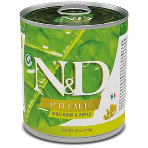 N&D Prime Wild Boar & Apple Adult cibo umido per cani, lattina da 285g.