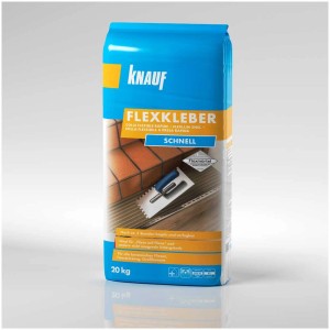 Knauf Flexkleber Schnell 20kg Sack, schnell abbindender Fliesenkleber für Wand und Boden.