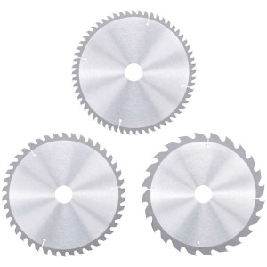 Set di lame per sega circolare KWB, 3 pezzi, Ø 210 mm, diverse dentature per vari lavori di taglio.