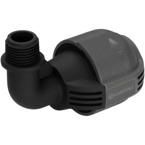 Raccord en L Gardena 25 mm x 13 mm pour systèmes d'arrosage, vue détaillée.