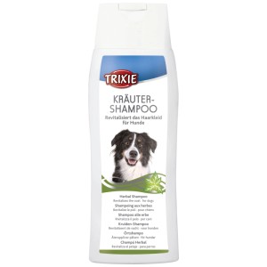 Shampoo per cani alle erbe Trixie, flacone da 250ml per pulizia delicata e cura di tutte le razze.