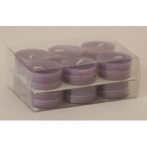 Bougies chauffe-plat couleur mûre en coupelles plastique, lot de 9