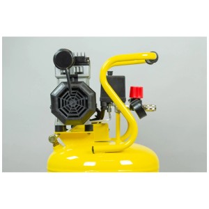 Compresseur Stanley SXCMS1350 Silent vertical jaune avec réservoir de 50 l. Fonctionnement silencieux, manomètres faciles à lire.