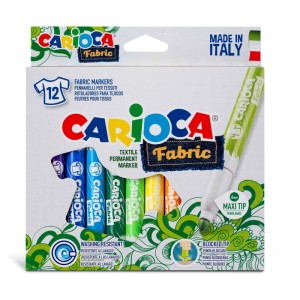 Carioca Textilmarker Fabric, 12 Stk. im Set, verschiedene Farben zum Bemalen von Textilien.