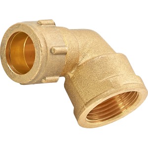 Raccordo a gomito a compressione in ottone, 18 mm x 24,1 mm (Rp 3/4), per collegamenti di tubi in rame a 90°.