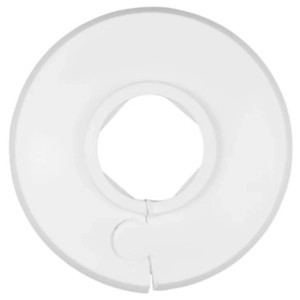 Rosace à clipser Mateu en plastique blanc, Ø 28 mm, pour installation de chauffage.
