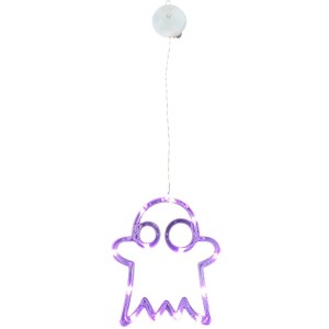 Fantasma LED viola con ventosa per decorazioni di Halloween, 18,5x20 cm.