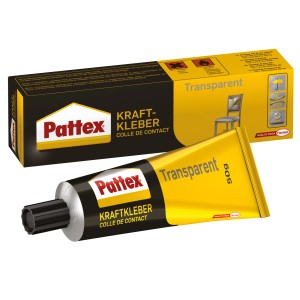 Pattex Kraftkleber Transparent, tubo da 50g e confezione. Colla universale trasparente.