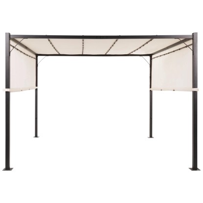 Beliani Pergola mit LED-Beleuchtung Parga Stahl Beige 310 x 310 cm