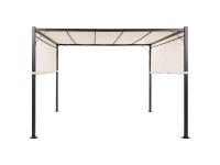 Beliani Pergola mit LED-Beleuchtung Parga Stahl Beige 310 x 310 cm