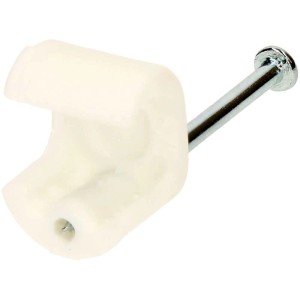 Lot de colliers de fixation blancs pour câble plat 6x9 mm, 100 pièces. Collier de serrage avec clou en acier pour installation électrique.