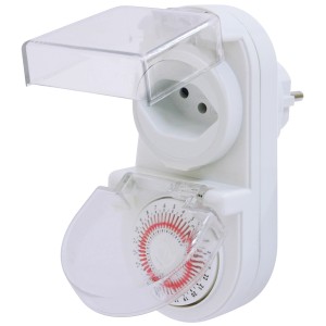 Mechanische Zeitschaltuhr Power Timer für Hausfunksteuerung mit 24h Zyklus und IP21 Schutz.