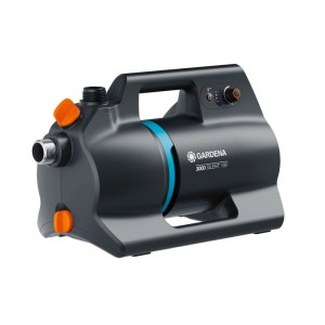 Gardena Pompe de jardin sans fil 3000 Silent 18 V P4A Set, pompe électrique grise avec batterie et chargeur.