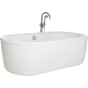 Baignoire îlot ovale blanche Sanitop-Wingeroth Duobadewanne Ovo Solo (180 cm) avec robinetterie.