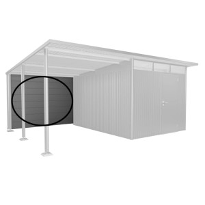 Panneau arrière Biohort pour toit latéral AvantGarde Gr. L, gris quartz métallisé, comme protection contre les intempéries.