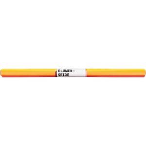 Gerollte Glorex Blumenseide in Gelb, Orange und Rot, 6 Bogen. Ideal zum Basteln und Verpacken.