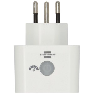 Adaptateur WiFi Brennenstuhl blanc avec mesure d'énergie et prise 3 pôles.