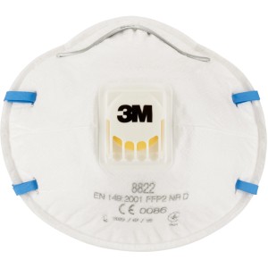 Masque respiratoire 3M 8822, masque FFP2 avec soupape pour ponçage manuel et machine.