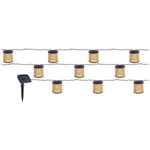 Catena luminosa solare a LED con 10 LED effetto rattan e pannello solare per giardino e balcone.
