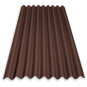 Plaque ondulée bitumée Onduline Base marron 2000x855 mm pour toiture d'abris de jardin et de carports.