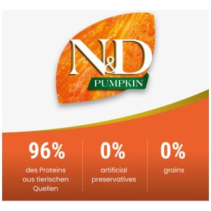 N&D Pumpkin aliment sec pour chat au cerf et à la pomme, sans céréales et riche en protéines animales.