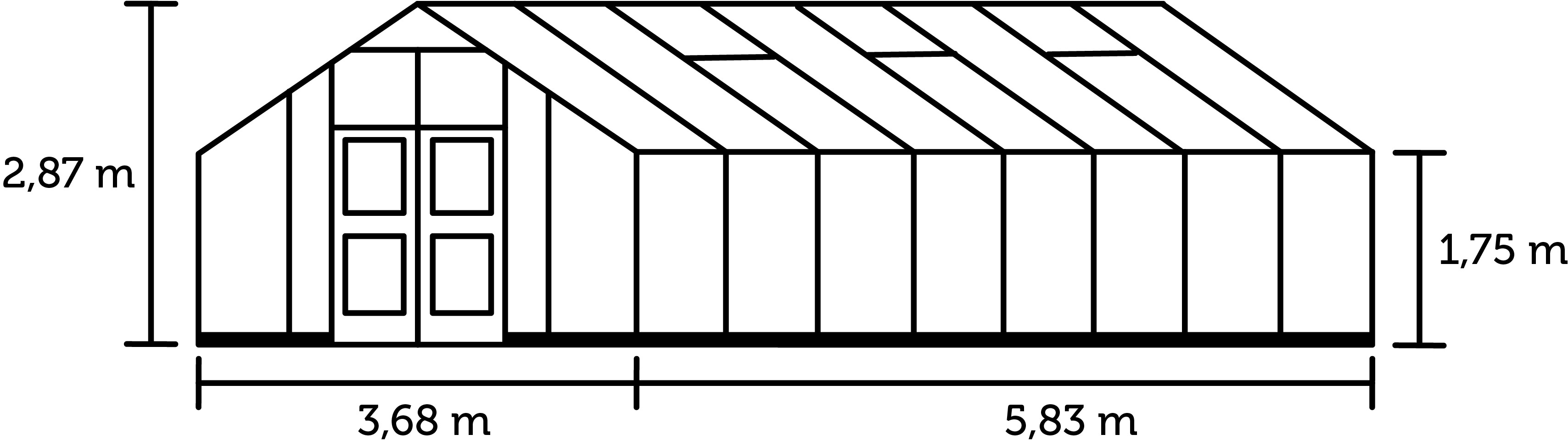 Juliana Gewächshaus Gärtner 21,4 m² Stegdoppelplatten AluSchwarz