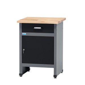 Établi Küpper avec porte et tiroir, 84x60x60 cm, noir-gris clair, certifié FSC®.