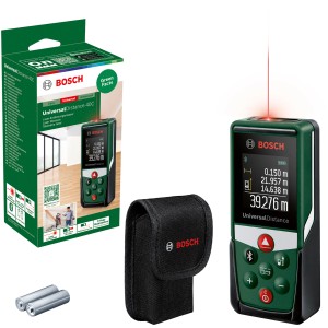 Télémètre laser Bosch UniversalDistance 40 C avec accessoires et emballage.