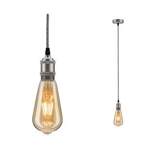 Suspension Paulmann Neordic Eldar, E27, gris-nickel, max. 20W. Design rétro.