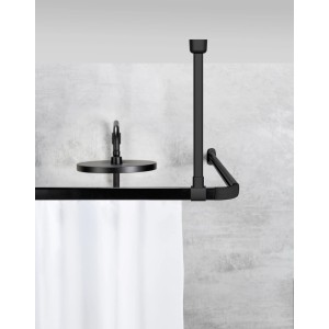 Support de plafond noir Schöner Wohnen Jete pour stabiliser une barre de douche.