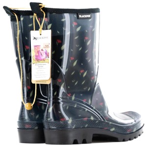 Blackfox Damenstiefel Marta, Gr. 36, schwarz mit floralem Muster. Gartenbekleidung für Damen.