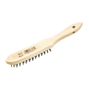 Spazzola a filo d'acciaio LUX, a 5 file, con manico in legno per pulire e rimuovere la ruggine da legno e metallo.