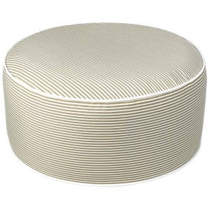 Pouf gonfiabile bianco naturale a righe, ideale per campeggio e tempo libero.